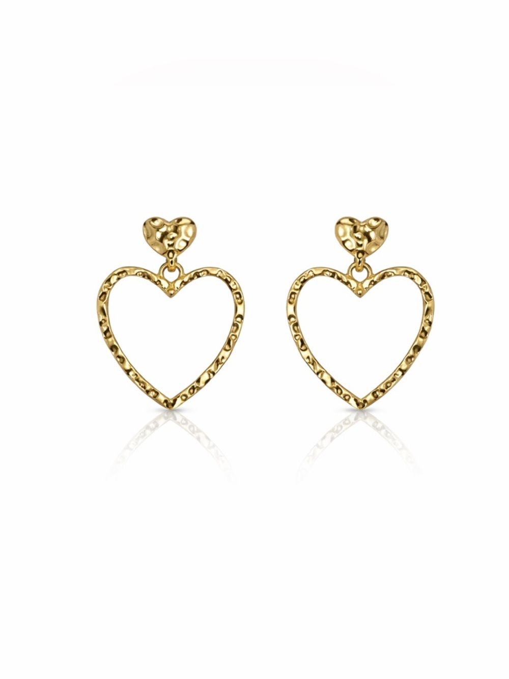Gold Heart Drop Earrings